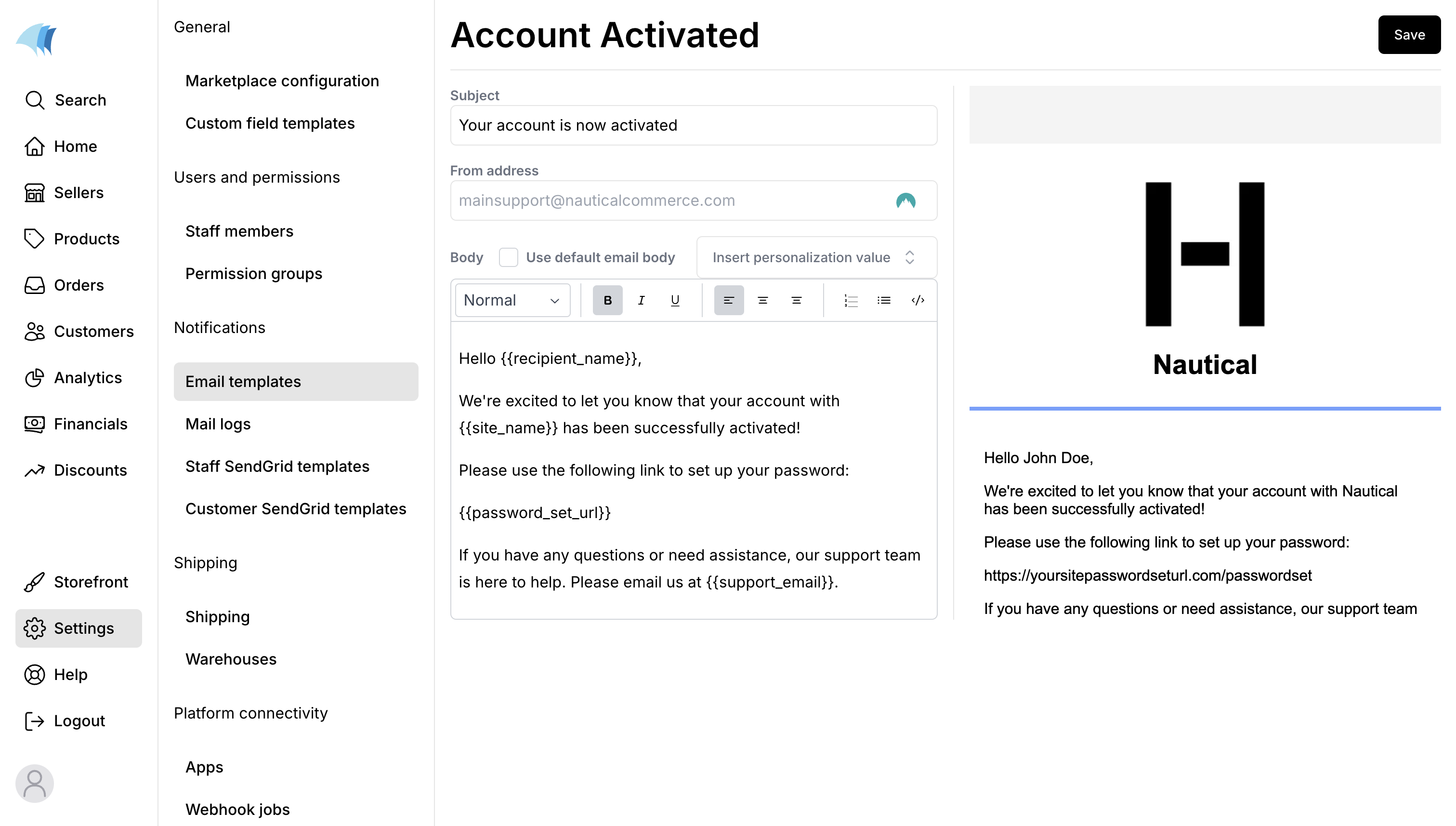 Account Activation Email Template